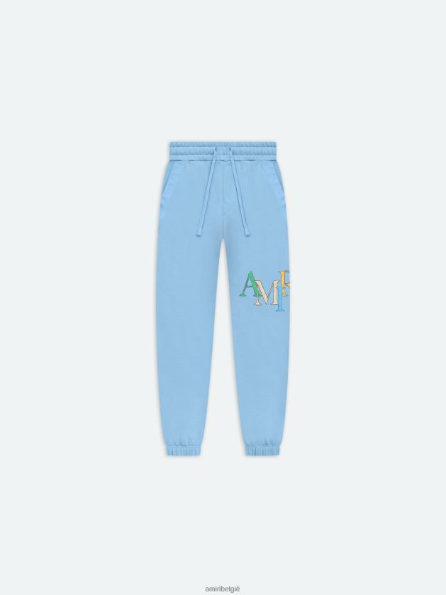 kleding zijn AMIRI kinderen merk gespreide krabbel joggingbroek lucht blauw 48PBDJ365